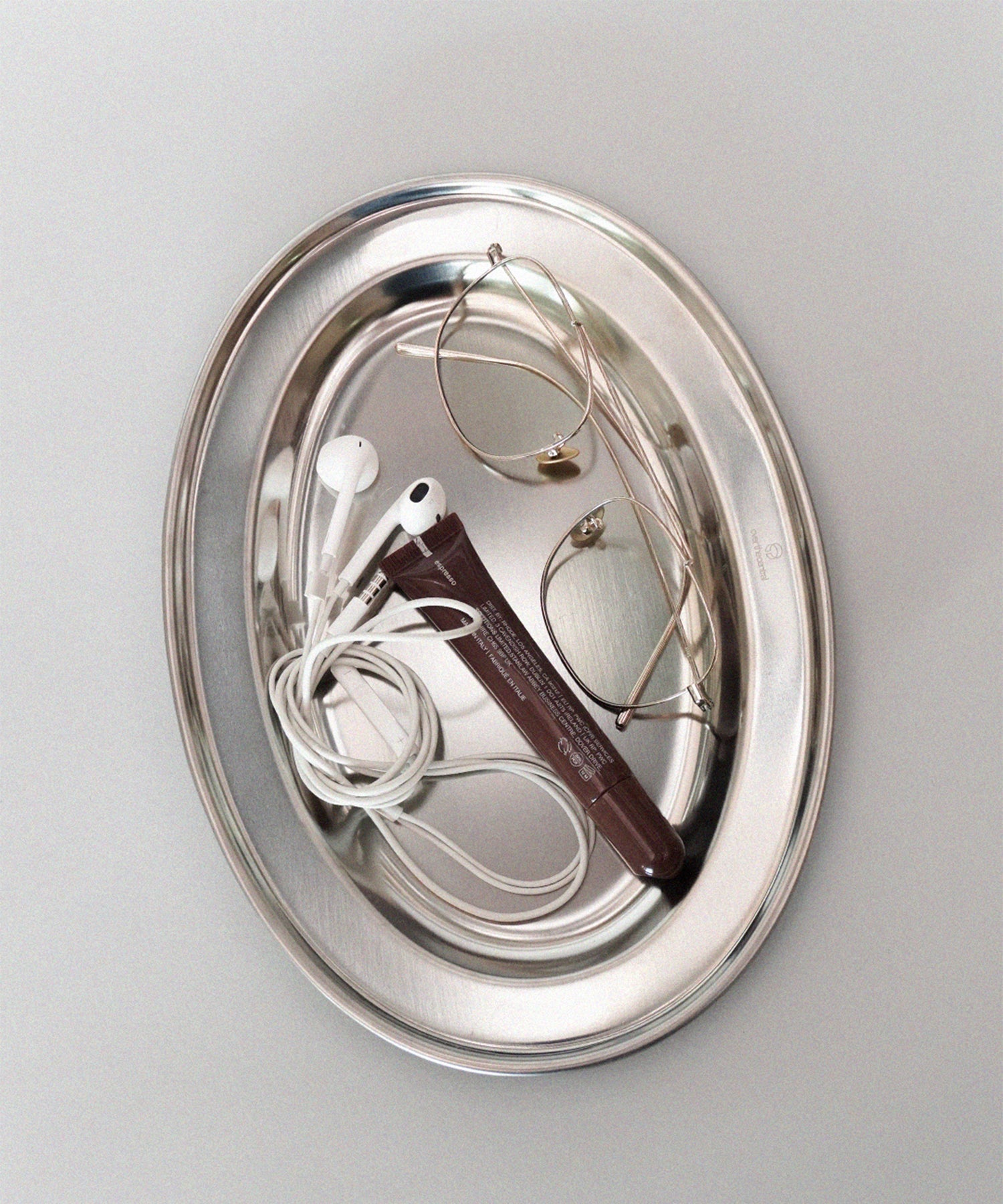 Logo Engraved Stainless Steel Oval Plate 10inch